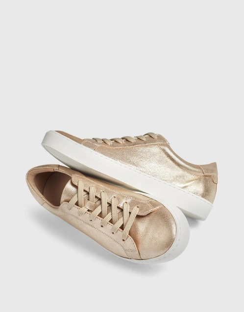 Jasper Suede Lace-Up Trainers - Gold Metallic