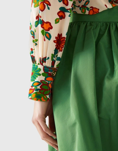 Sonya Multi Floral Print Silk Blouse