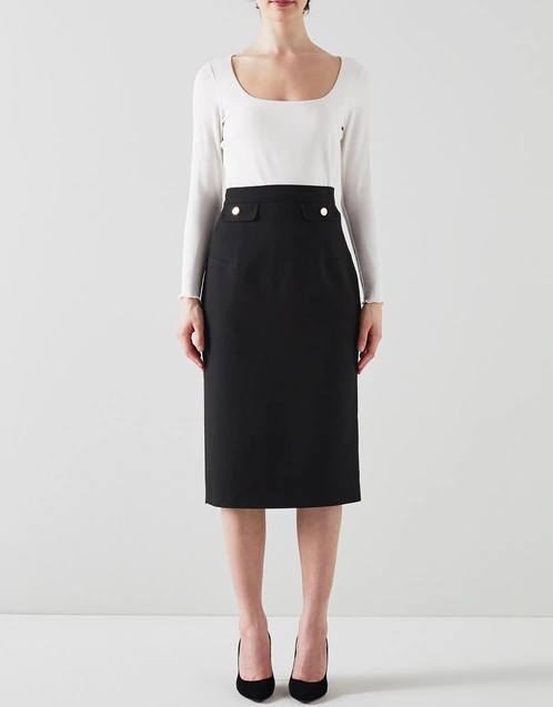 Black Crepe Long Ruffle High Low Skirt (Sku- BLMG12805) - BITTERLIME