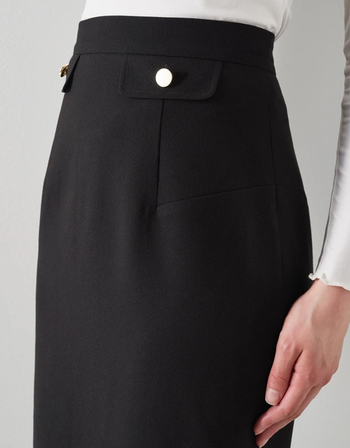 Women's Black Crepe Top Skirt With Jacket- Ahalyaa – Trendia