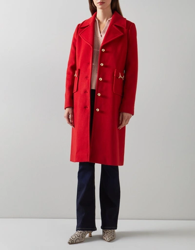 Spencer Recycled Wool Blend Coat-Red