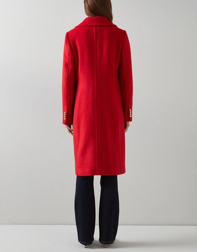 Spencer Recycled Wool Blend Coat-Red