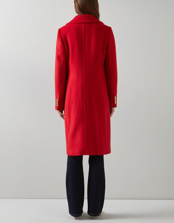 LK Bennett Spencer Recycled Wool Blend Coat-Red