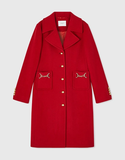 LK Bennett Spencer Recycled Wool Blend Coat-Red (Coats,Long)