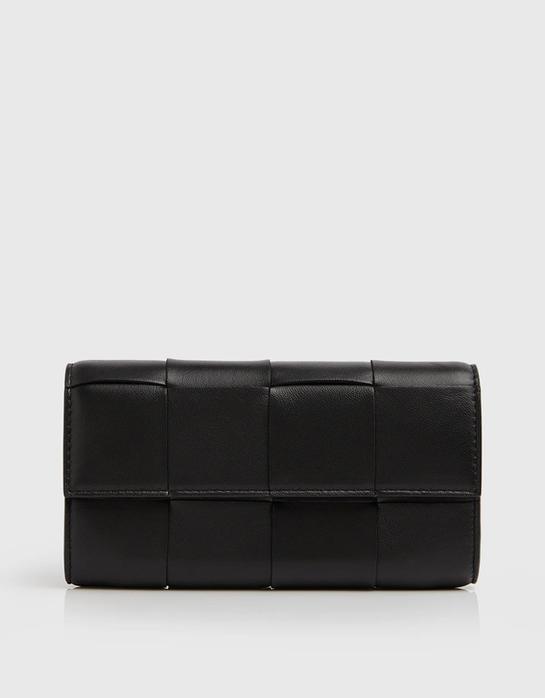 Bottega Veneta Cassette Large Intrecciato Leather Flap Wallet