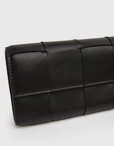 Cassette Large Intrecciato Leather Flap Wallet