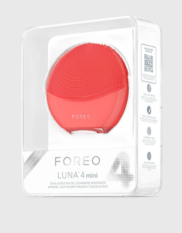 Foreo Luna 4 Mini Dual Sided Facial Cleansing Massager-Coral
