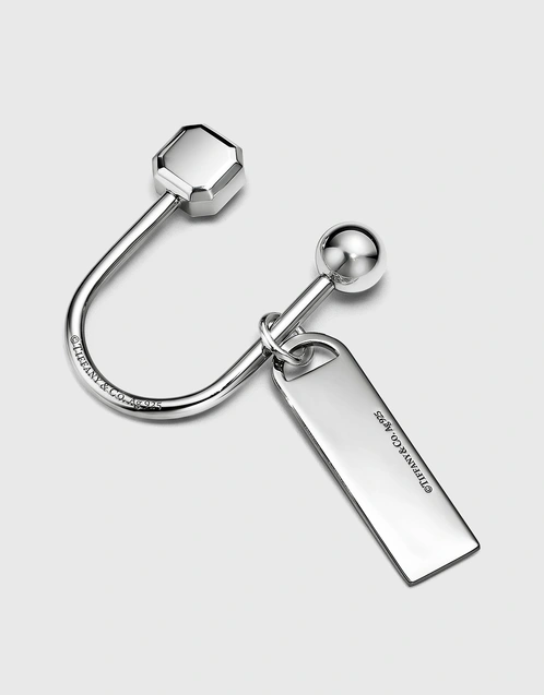 Return to Tiffany®：Sterling Silver Rectangular Tag Screwball Key Ring