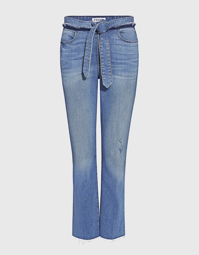 Le High-rise Straight-leg Belted Cropped Jeans