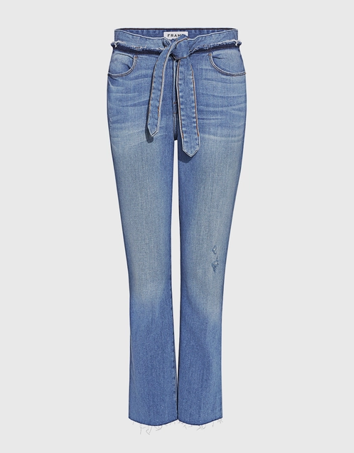 Frame Le High-rise Straight-leg Belted Cropped Jeans (Jeans,Straight Leg)