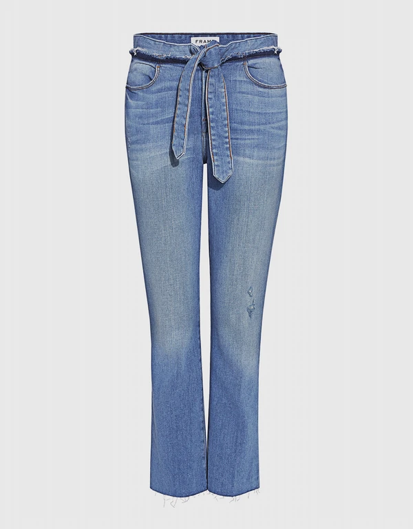 Frame Le High-rise Straight-leg Belted Cropped Jeans