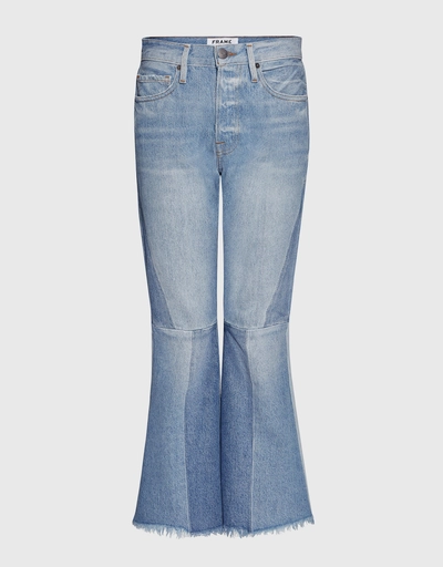 Le Panel Tow-tone Block Crop Flared Jeans