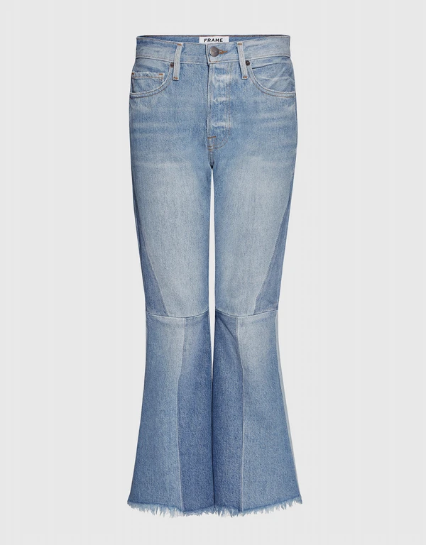 Frame Le Panel Tow-tone Block Crop Flared Jeans