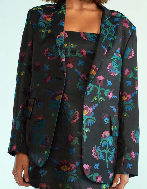 Floral Jacquard Relaxed Blazer