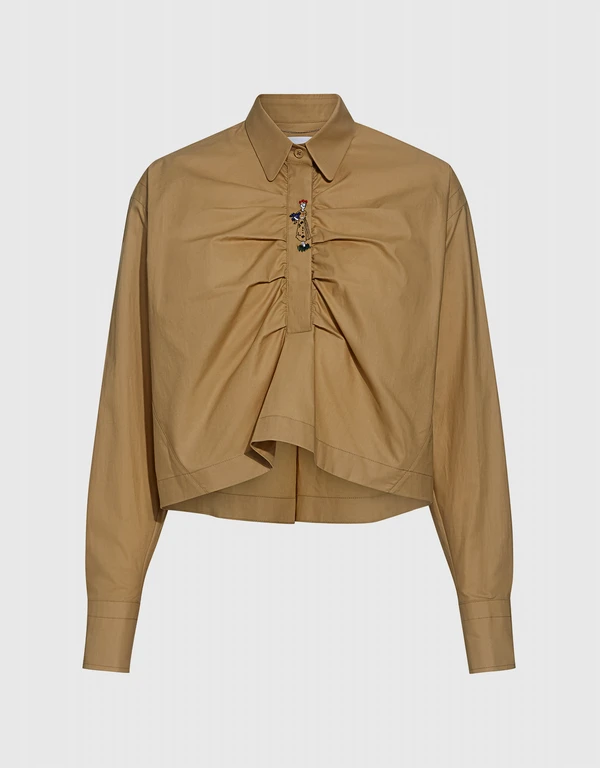 Carven Ruched Front Cropped Shirt