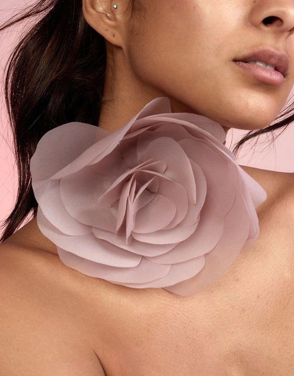 Cynthia Rowley Organza Flower Ties - Blush