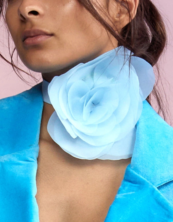 Cynthia Rowley Organza Flower Ties - Blue
