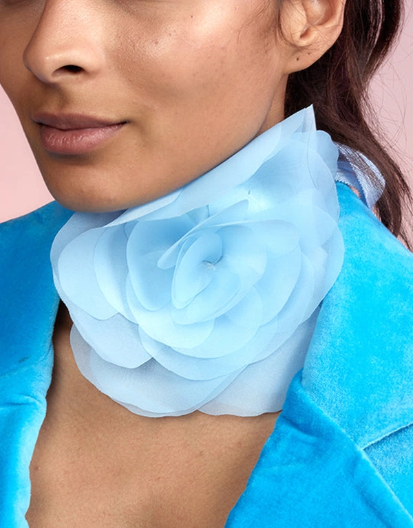 Cynthia Rowley Organza Flower Ties - Blue