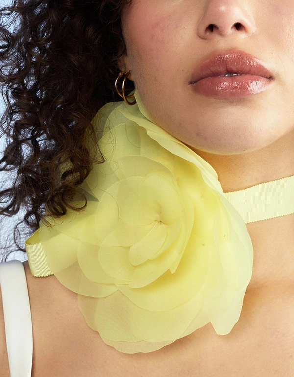 Cynthia Rowley Organza Flower Ties - Yellow
