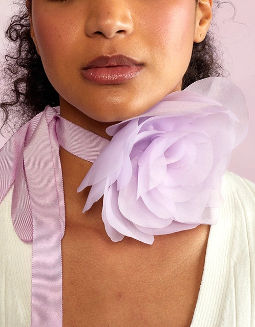 Organza Flower Ties - Lavender