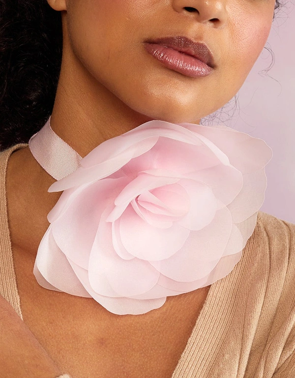 Cynthia Rowley Organza Flower Ties - Light Pink