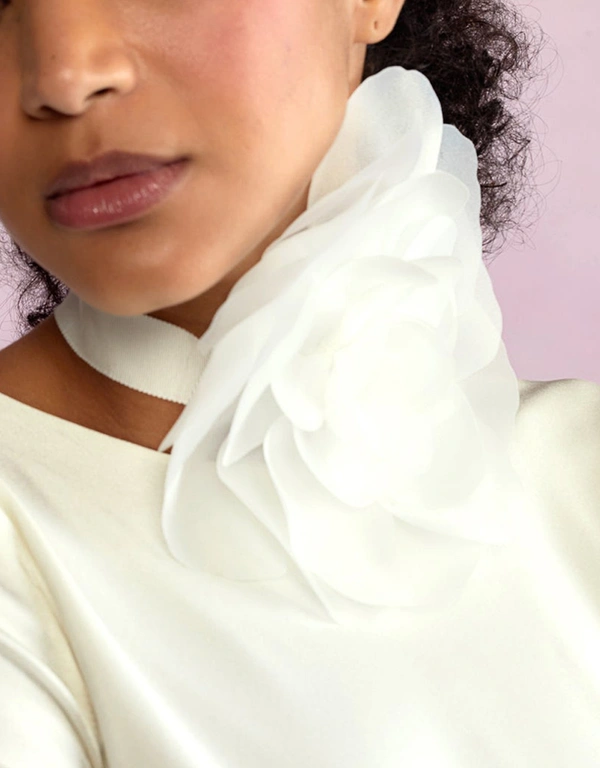 Cynthia Rowley Organza Flower Ties - White