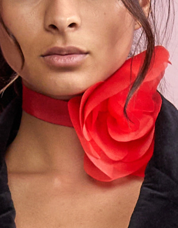 Cynthia Rowley Organza Flower Ties - Red