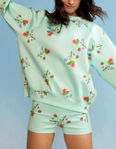 Printed High Waisted Short - Mint Floral