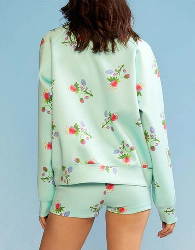Printed High Waisted Short - Mint Floral