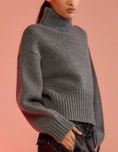Wool Blend Chunky Turtleneck Sweater - Grey