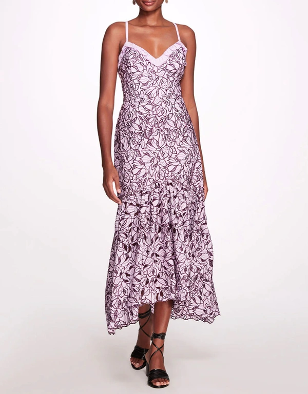Marchesa Rosa Peony Fitted Maxi Dress