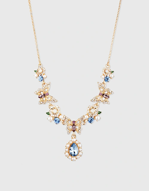Butterfly Floral Crystal Necklace