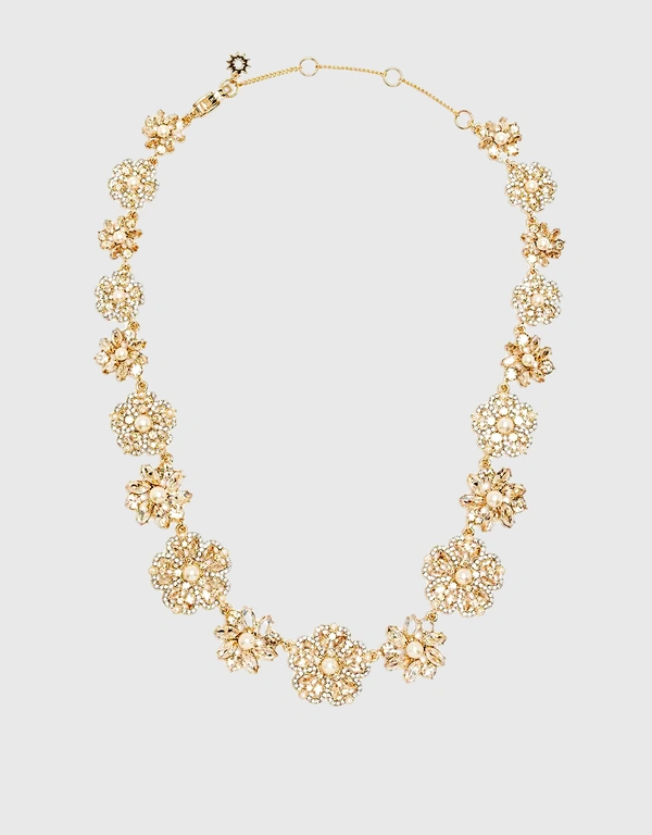 Marchesa Notte Gold Crystal Floral Collar Necklace