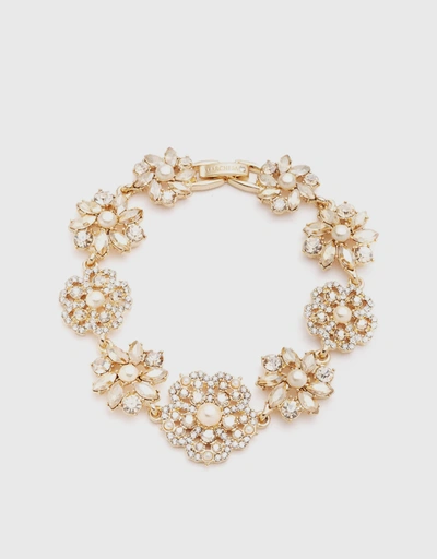 Crystal Floral Bracelet-Gold