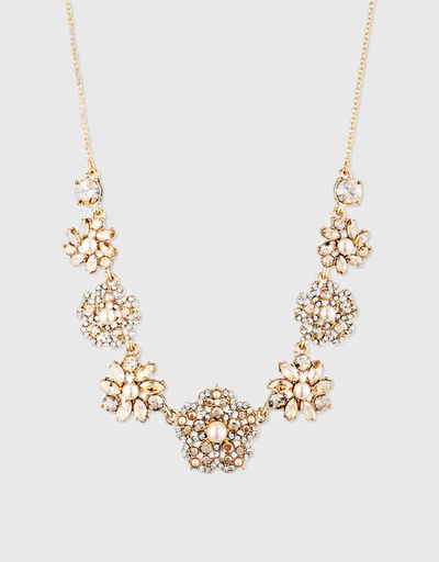 Crystal Floral Necklace-Gold