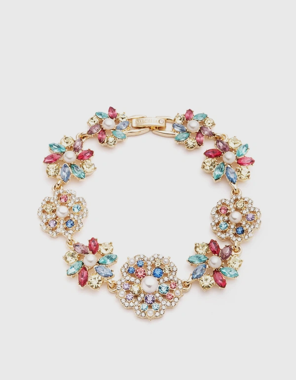 Marchesa Notte Crystal Floral Bracelet-Multi