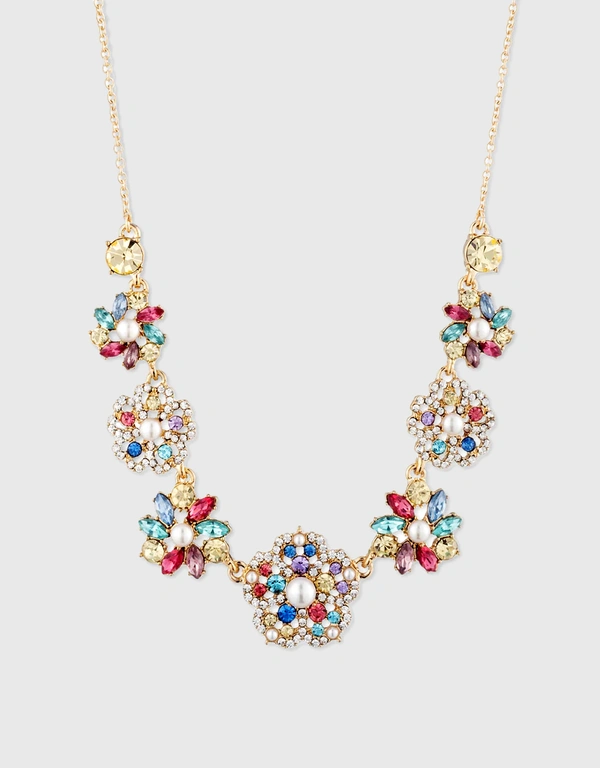 Marchesa Notte Crystal Floral Necklace-Multi