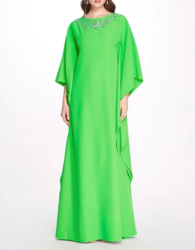Crystal Embellished Kaftan Gown-Lime