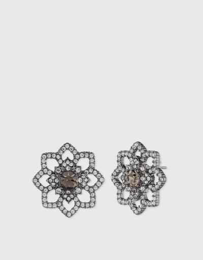 Black Lace Floral Stud Earring