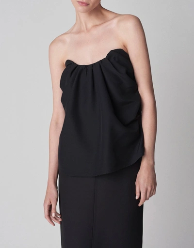 Black Smooth Faille Strapless Top