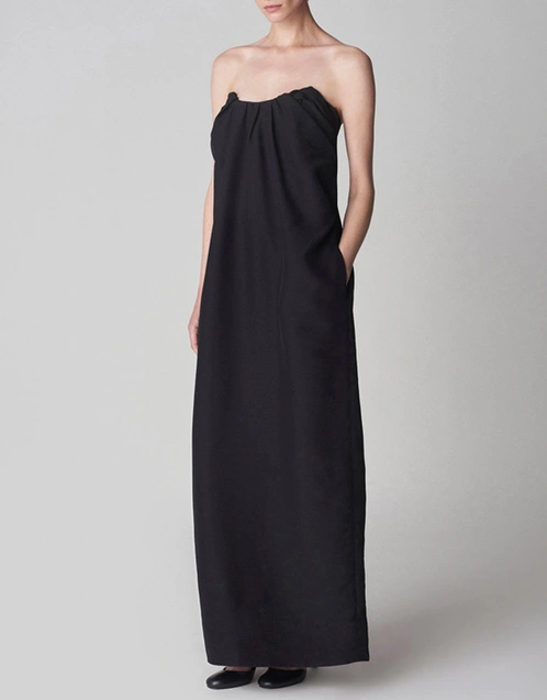 Co Black Smooth Faille Strapless Maxi Dress (Dresses,Maxi)