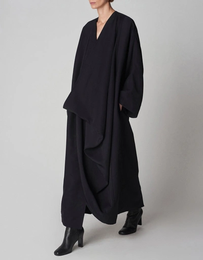 Black Smooth Faille Dress Coat