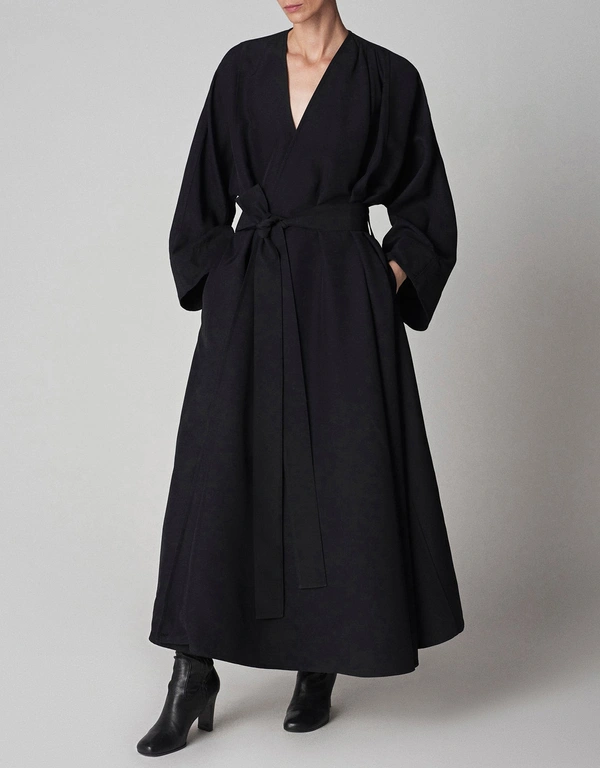 Co Black Smooth Faille Dress Coat