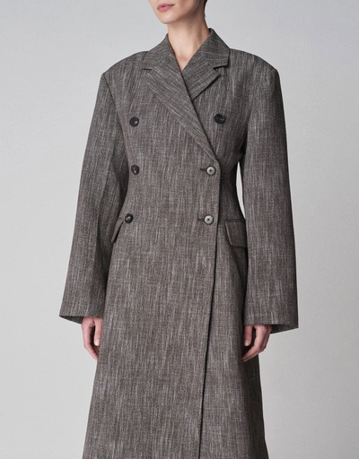 Virgin Wool Melange Suiting Long Coat