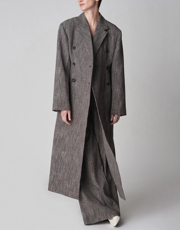 Co Virgin Wool Melange Suiting Long Coat