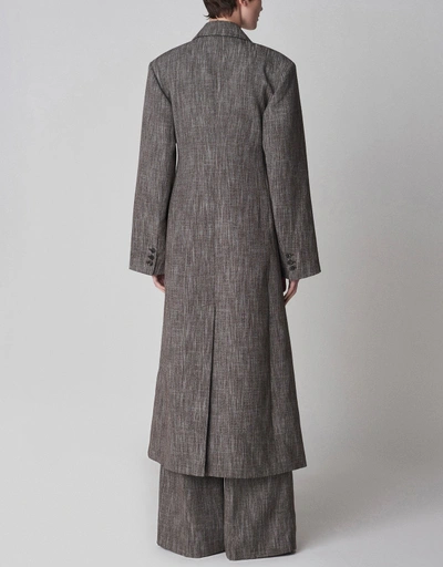 Virgin Wool Melange Suiting Long Coat
