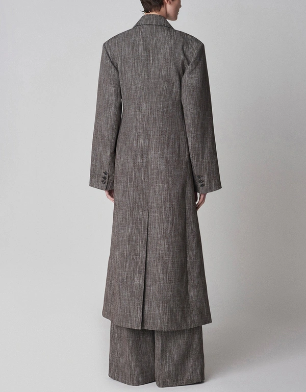 Co Virgin Wool Melange Suiting Long Coat