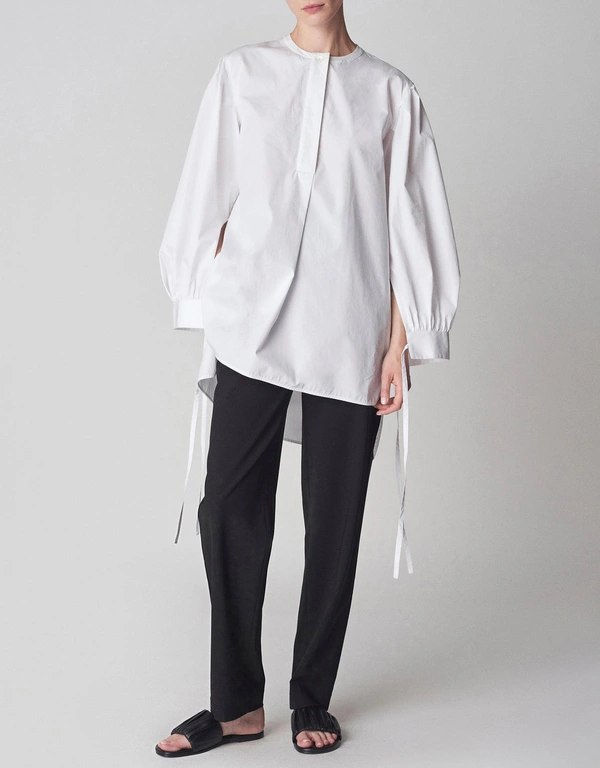 Co Henley Wide Sleeve Blouse - White