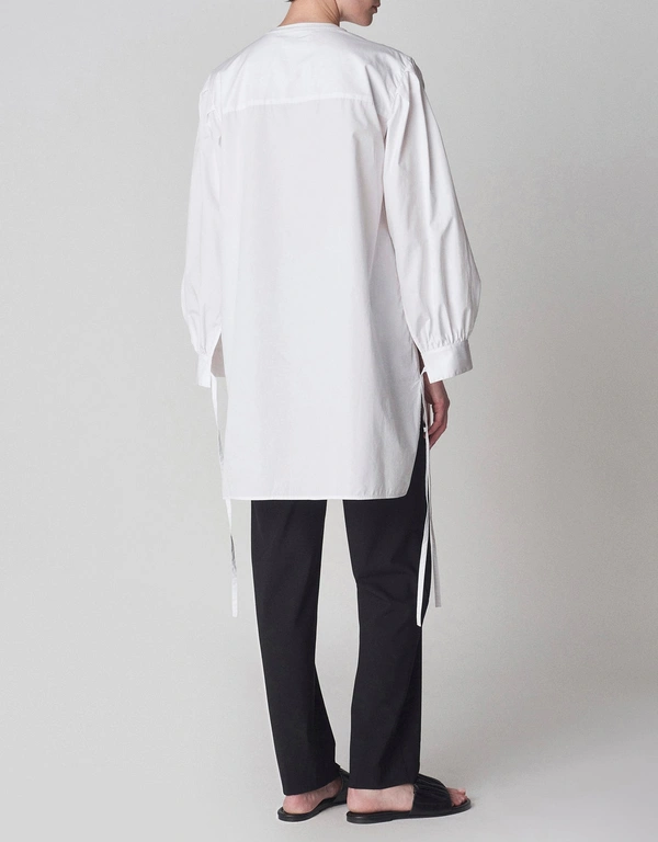 Co Henley Wide Sleeve Blouse - White
