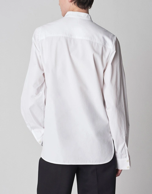 棉質圍兜式燕尾服襯衫 - White